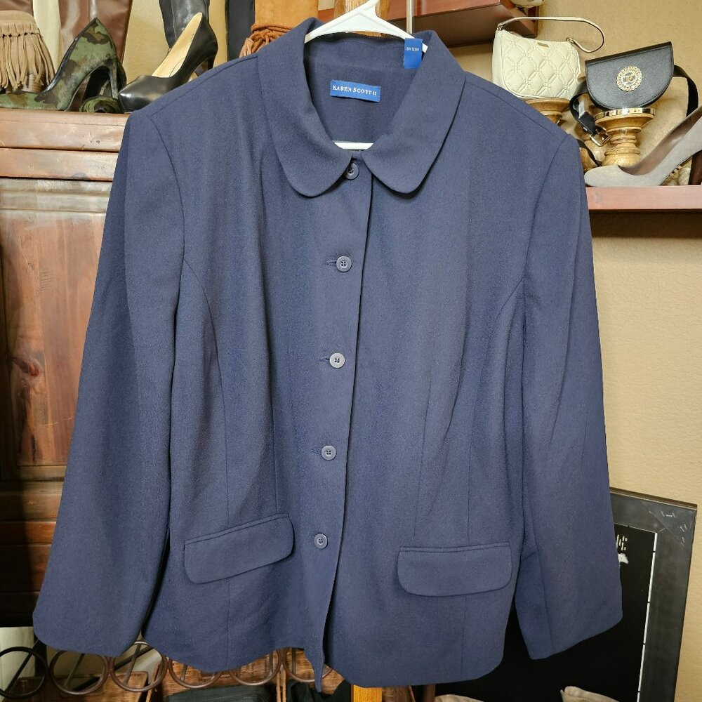 3. Sz 22 Karen Scott II Navy Career Blazer
